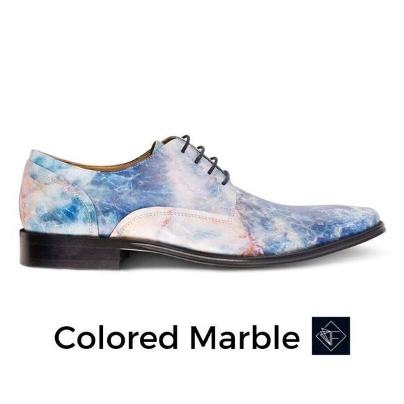 Thatcher Finch Men's Blue Colored Marbled Luxury Dress Shoes Size 11 - Picture 2 of 10